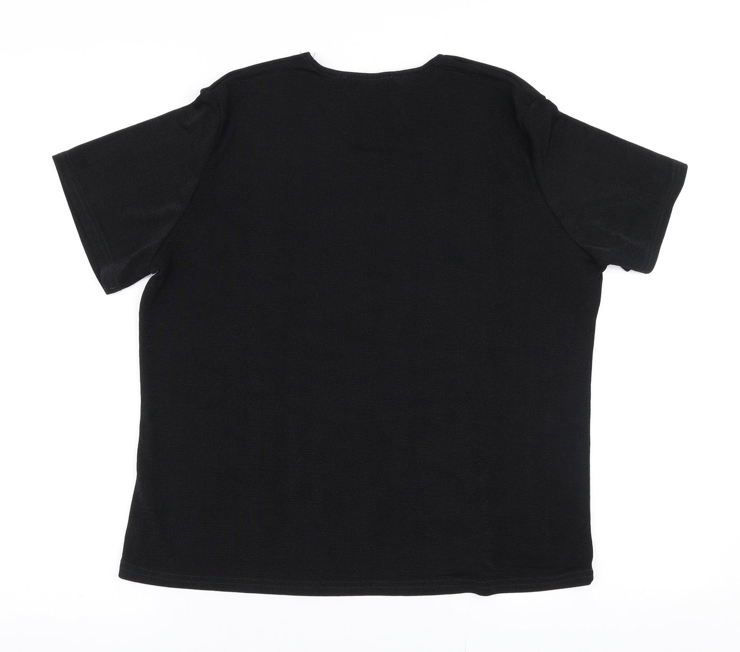 Essential Womens Black  Polyester Jersey Blouse Size 16 Round Neck