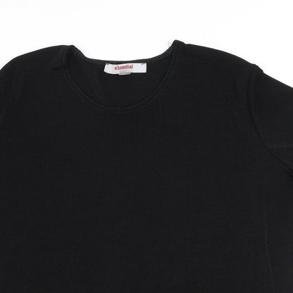 Essentials Womens Black  Polyester Jersey Blouse Size 16 Round Neck