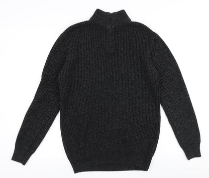 Preloved NEXT Mens Grey High Neck  Acrylic Pullover Jumper Size M - Front