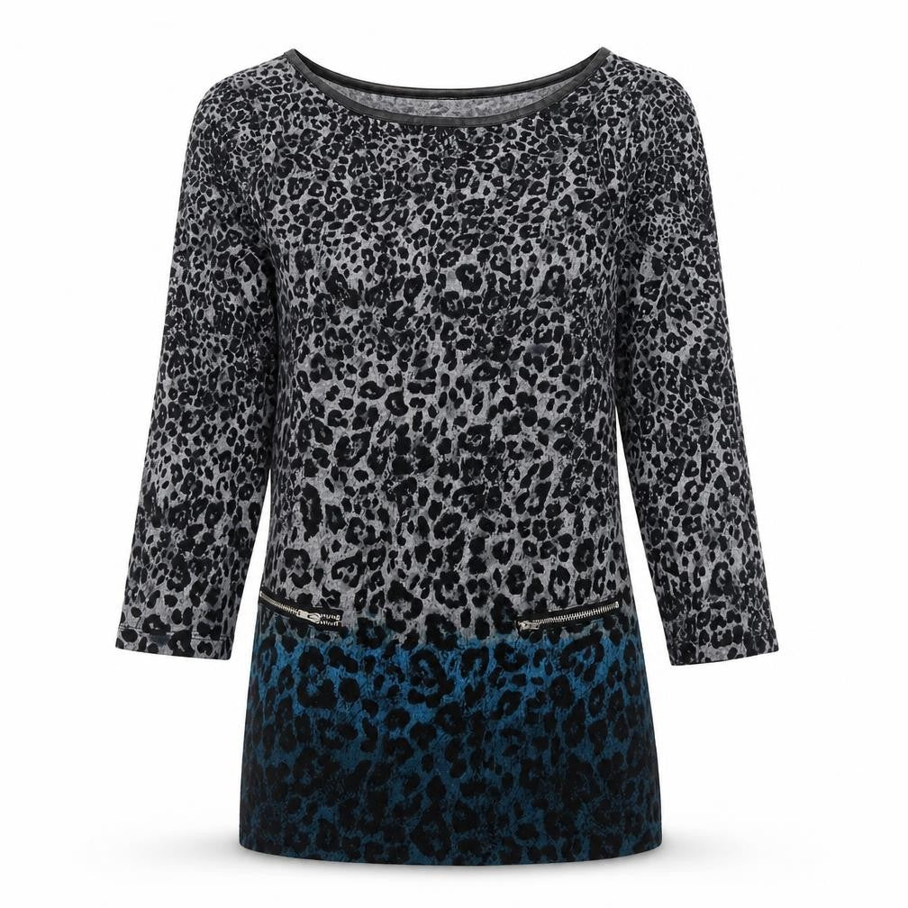 F&F Womens Multicoloured Round Neck Animal Print Polyester Pullover Jumper Size 8
