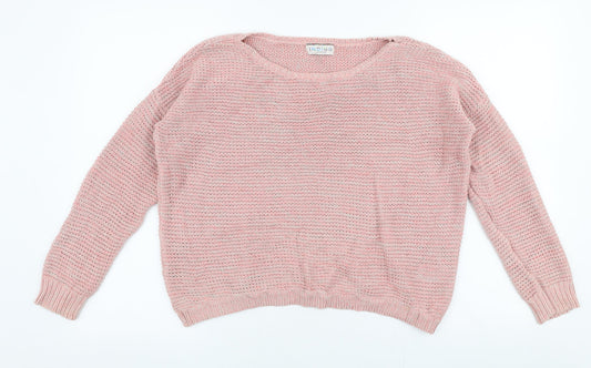 Marks and Spencer Womens Pink Boat Neck  100% Cotton Pullover Jumper Size 12