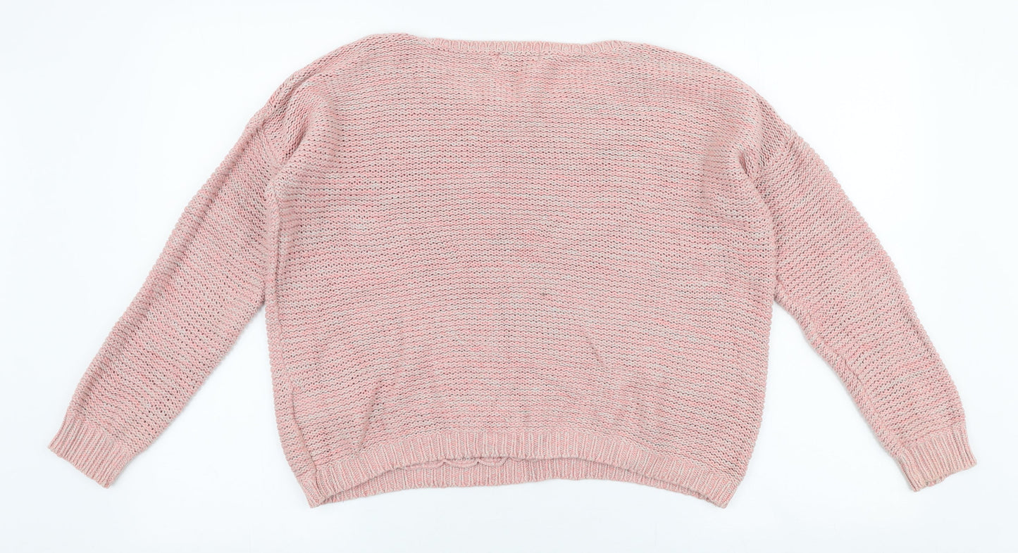 Marks and Spencer Womens Pink Boat Neck  100% Cotton Pullover Jumper Size 12
