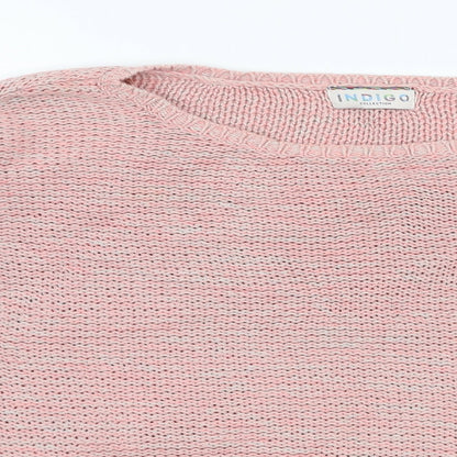 Preloved Marks and Spencer Womens Pink Boat Neck  100% Cotton Pullover Jumper Size 12 - Detail