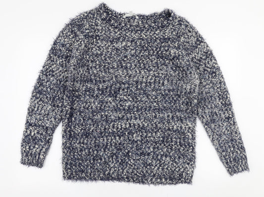 Pebble Bay Womens Blue Round Neck  Polyester Pullover Jumper Size L