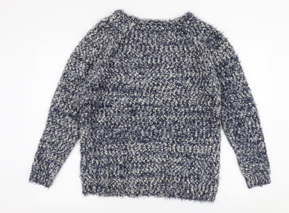 Pebble Bay Womens Blue Round Neck  Polyester Pullover Jumper Size L