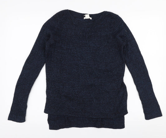 H&M Womens Blue Round Neck  Acrylic Pullover Jumper Size S