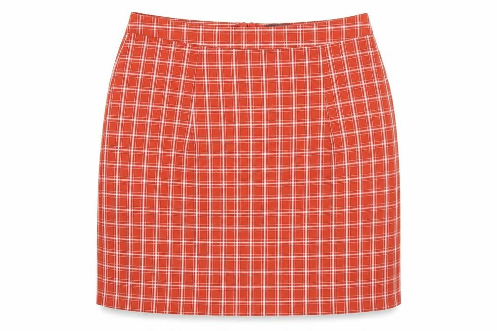 Heartbreak Womens Orange Plaid Polyester A-Line Skirt Size 8   Zip