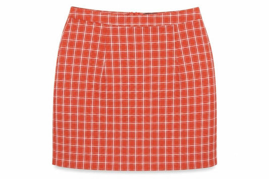 Heartbreak Womens Orange Plaid Polyester A-Line Skirt Size 8   Zip