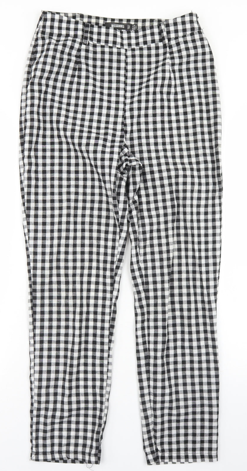 Missguided Womens Black Check Polyester Trousers  Size 10 L26 in Regular Zip