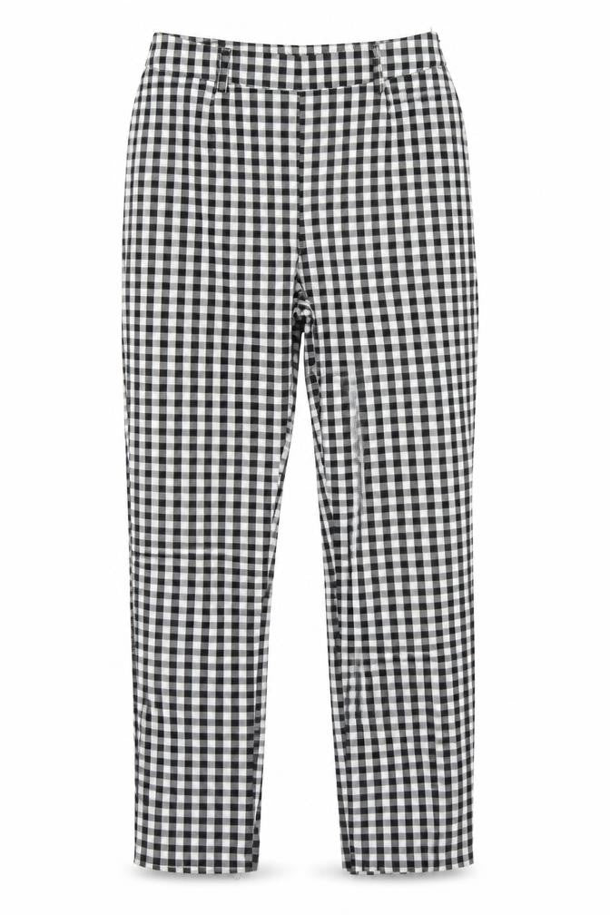 Missguided Womens Black Check Polyester Trousers  Size 10 L26 in Regular Zip