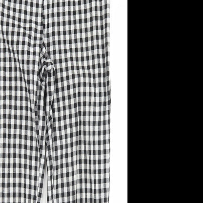 Missguided Womens Black Check Polyester Trousers  Size 10 L26 in Regular Zip