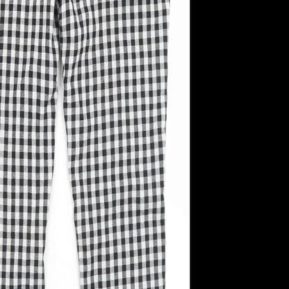 Missguided Womens Black Check Polyester Trousers  Size 10 L26 in Regular Zip