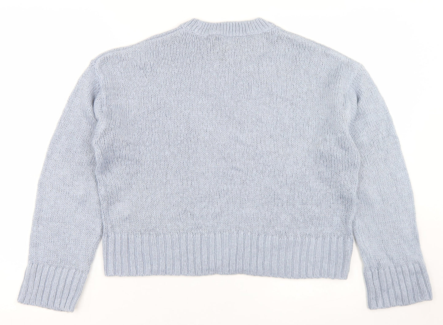 New Look Womens Blue Round Neck  Acrylic Pullover Jumper Size S