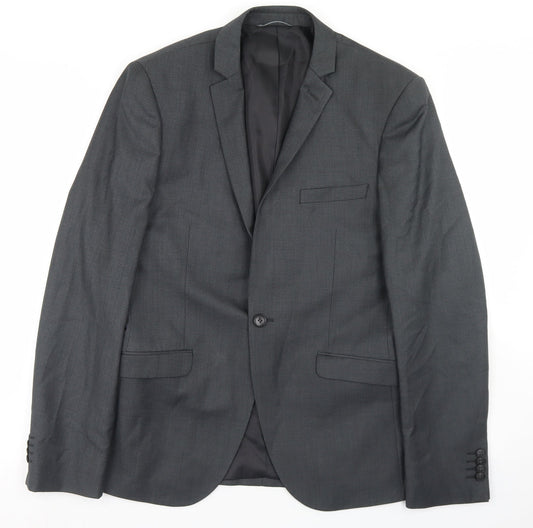Burton Mens Grey  Polyester Jacket Blazer Size 38   - Skinny Fit