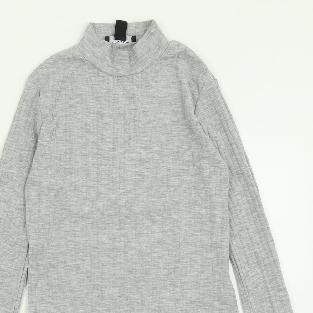 New Look Girls Grey  Polyester Basic Casual Size 12-13 Years Crew Neck Pullover