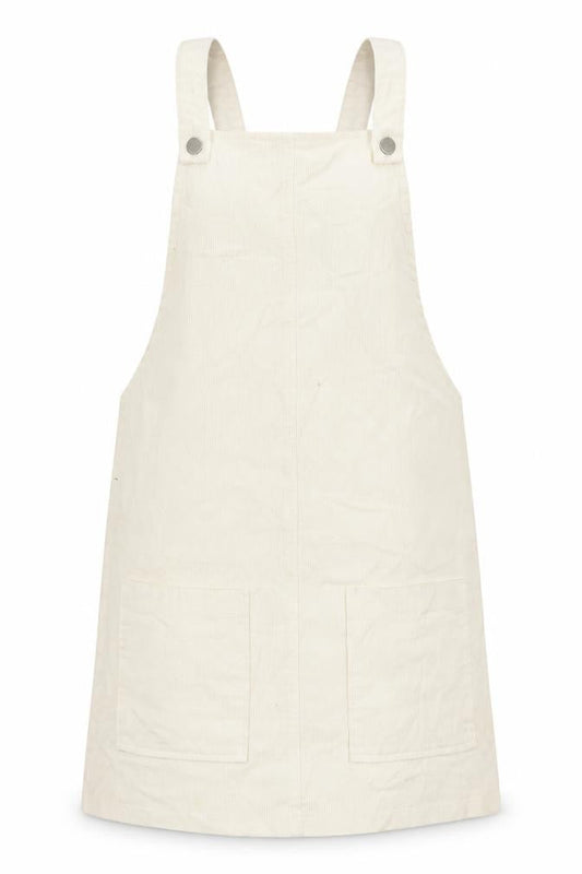 Boohoo Womens Ivory  Cotton Pinafore/Dungaree Dress  Size 10  Square Neck Button