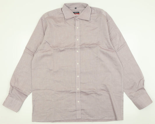 Eterna Mens Purple  Polyester  Button-Up Size 17 Collared Button