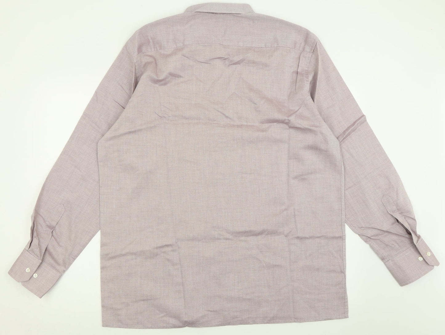 Eterna Mens Purple  Polyester  Button-Up Size 17 Collared Button