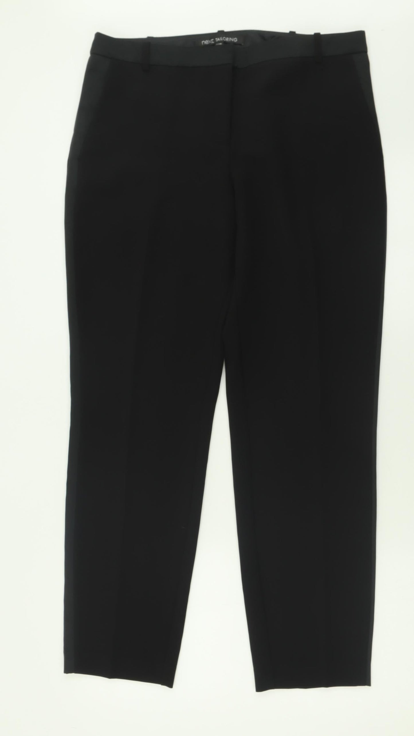 NEXT Womens Black  Polyester Trousers  Size 12 L28 in Regular Hook & Eye