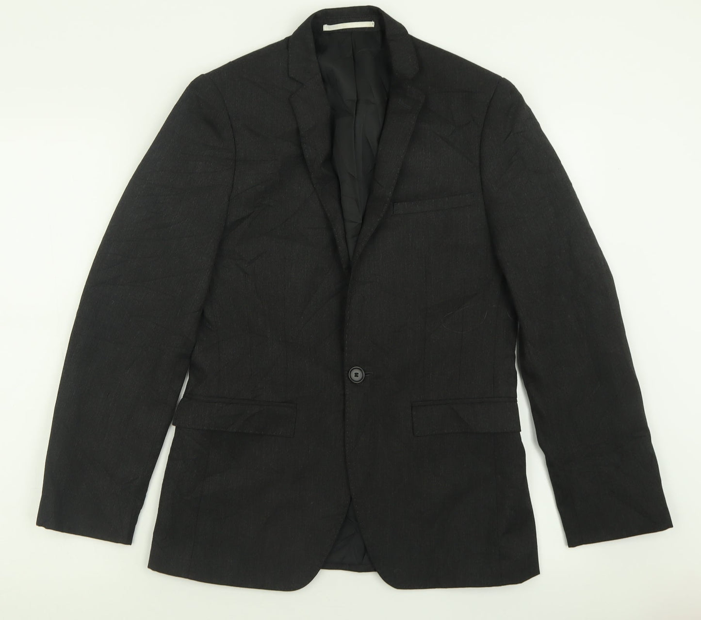 Moss London Mens Grey  Polyester Jacket Suit Jacket Size 34