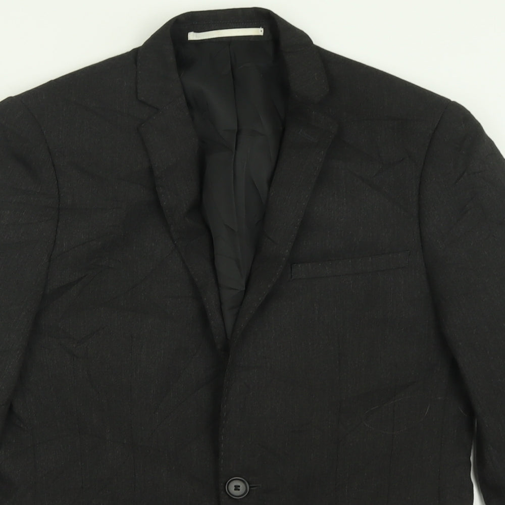 Moss London Mens Grey  Polyester Jacket Suit Jacket Size 34