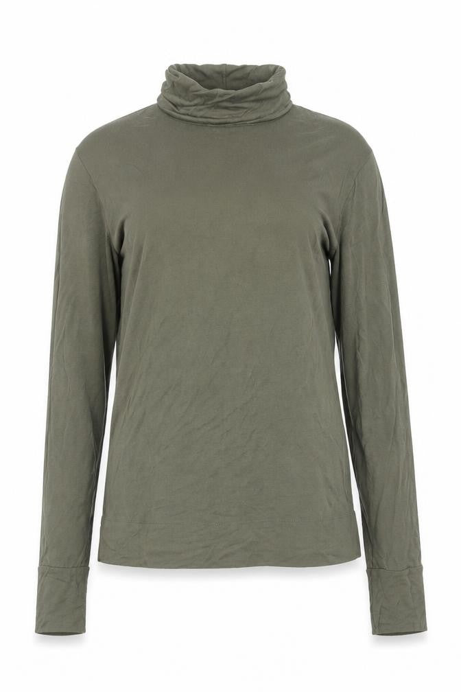 Mexx Womens Green  Viscose Basic T-Shirt Size L Roll Neck