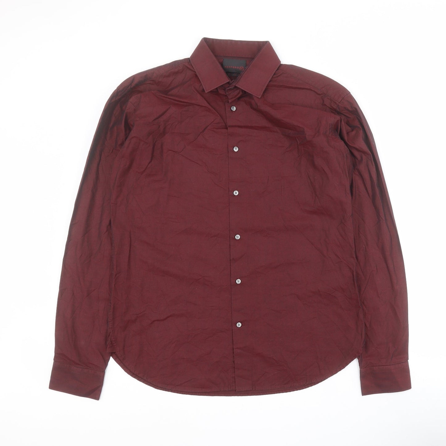 Ventuno Mens Red  Cotton  Button-Up Size S Collared Button