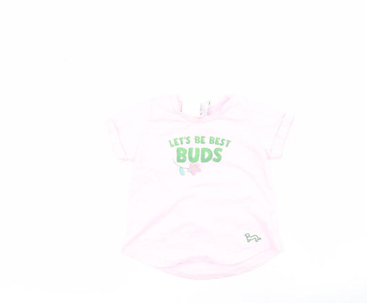 Peter Alexander Baby Baby Pink  100% Cotton Basic T-Shirt Size 18-24 Months Crew Neck Pullover