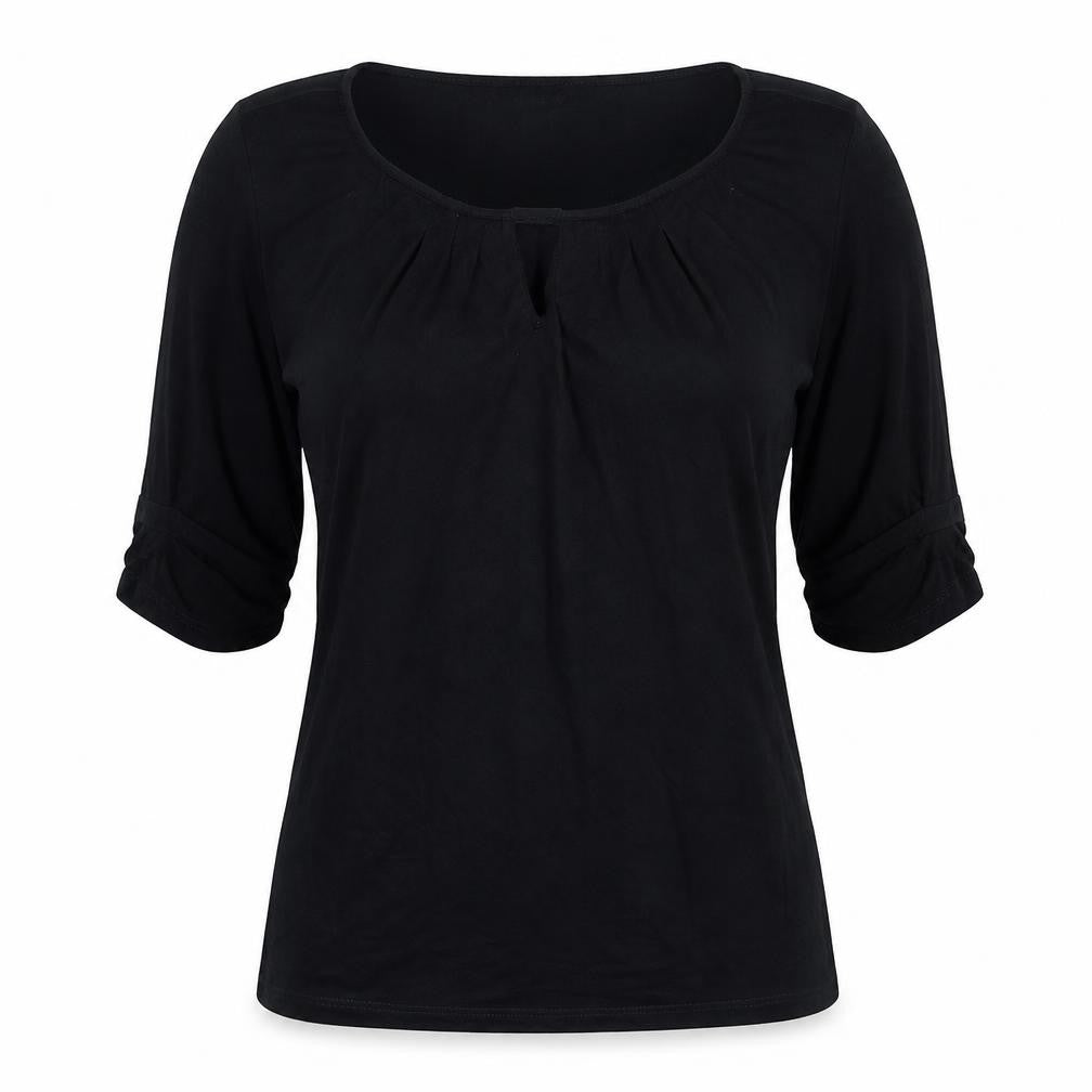 Cable & Gauge Womens Black  Viscose Basic T-Shirt Size M Scoop Neck