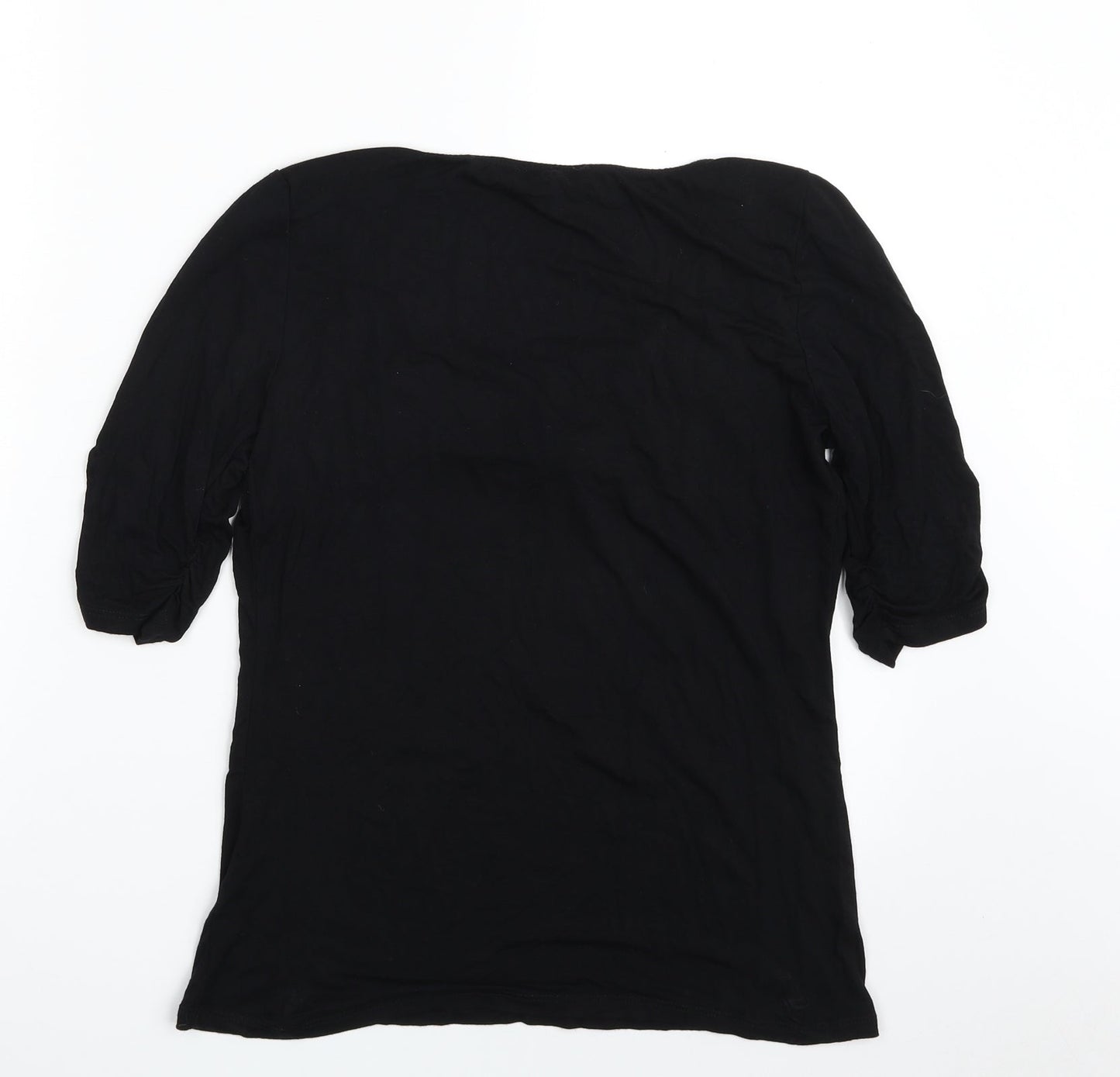 Cable & Gauge Womens Black  Viscose Basic T-Shirt Size M Scoop Neck