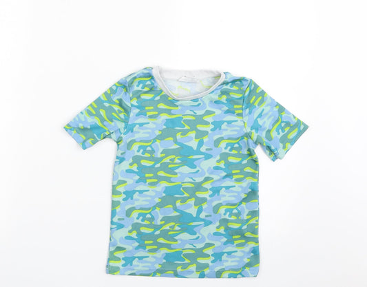 Pep&Co Boys Green Camouflage 100% Polyester Pullover T-Shirt Size 4-5 Years Crew Neck Pullover