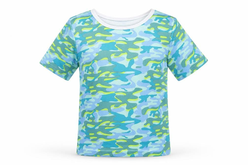 Pep&Co Boys Green Camouflage 100% Polyester Pullover T-Shirt Size 4-5 Years Crew Neck Pullover