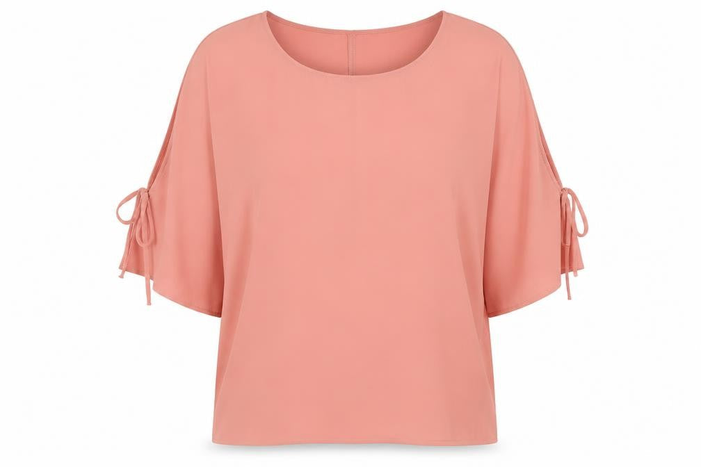 Dunnes Stores Womens Pink  Polyester Basic Blouse Size 16 Boat Neck - Tie