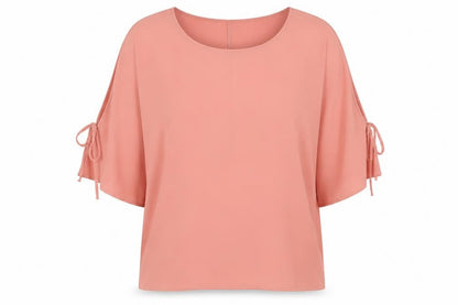 Dunnes Womens Pink  Polyester Basic Blouse Size 16 Boat Neck - Tie
