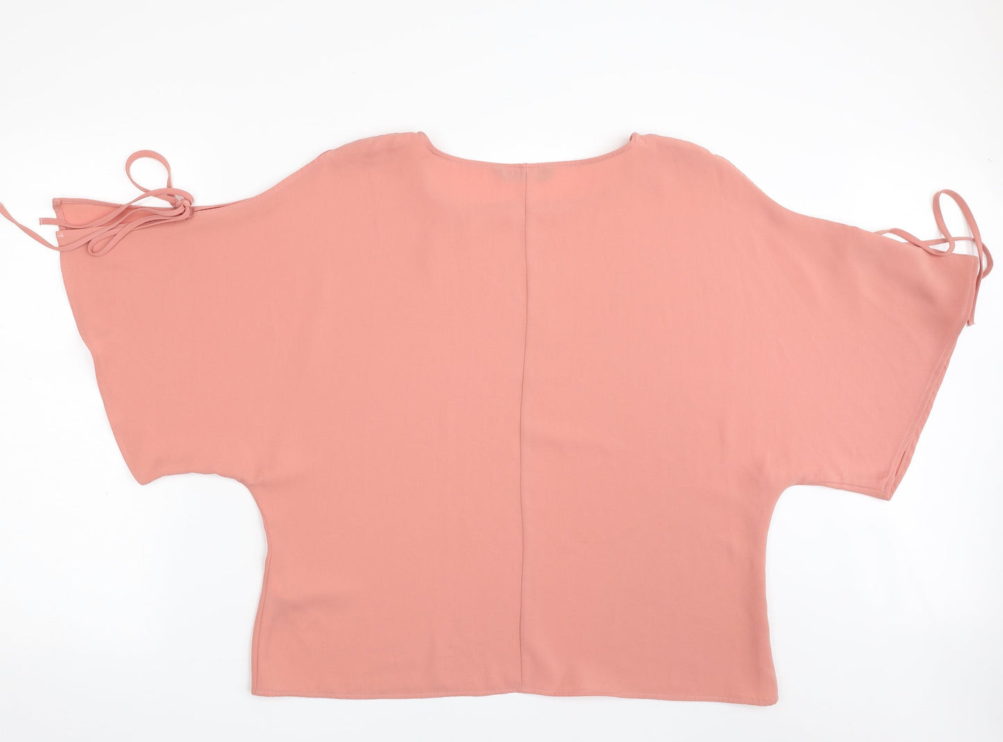 Dunnes Stores Womens Pink  Polyester Basic Blouse Size 16 Boat Neck - Tie