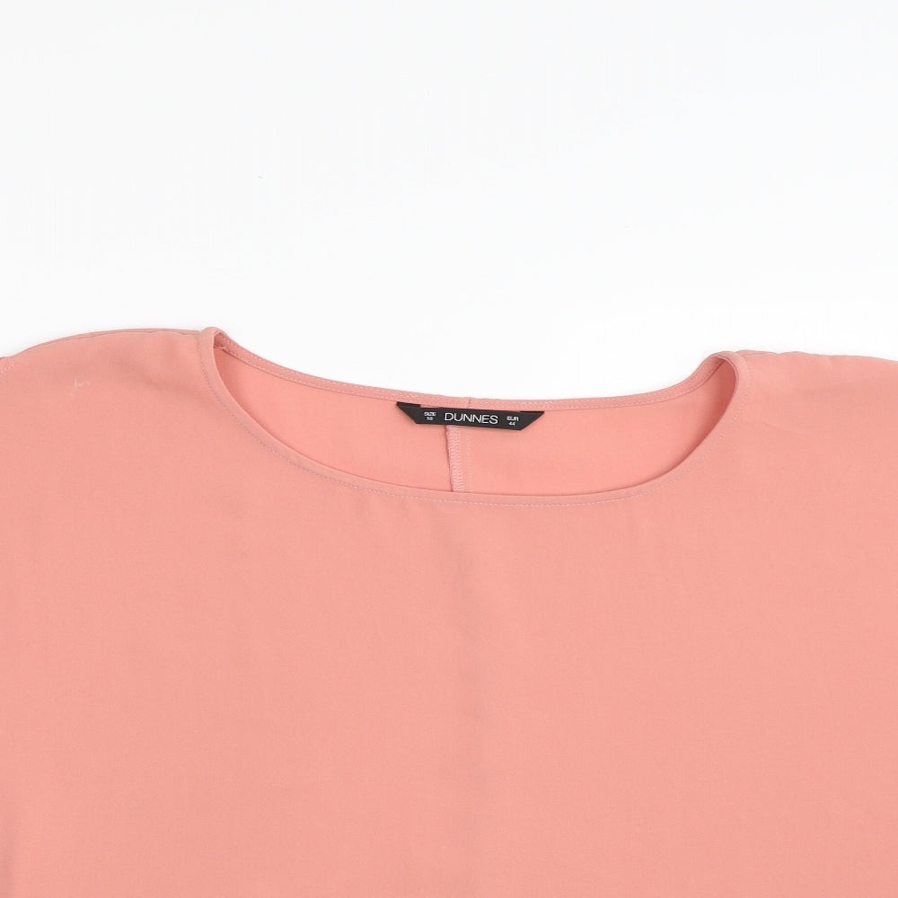 Dunnes Stores Womens Pink  Polyester Basic Blouse Size 16 Boat Neck - Tie