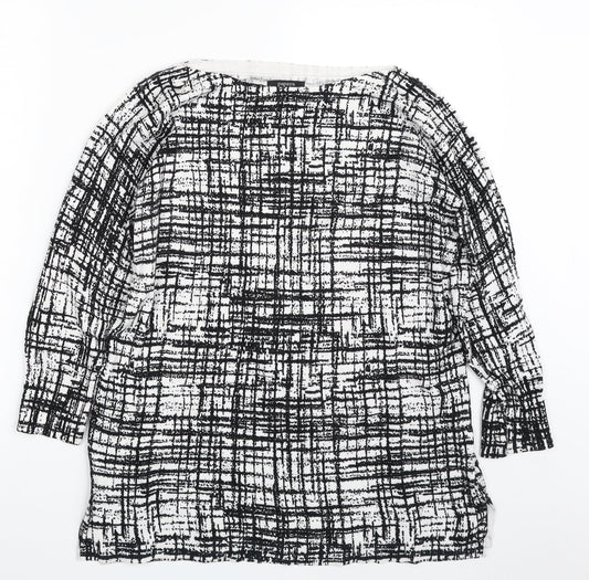 Papaya Womens White Boat Neck Geometric Viscose Pullover Jumper Size 16