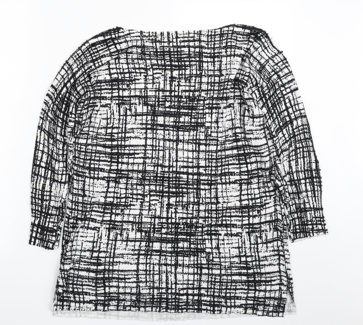 Papaya Womens White Boat Neck Geometric Viscose Pullover Jumper Size 16