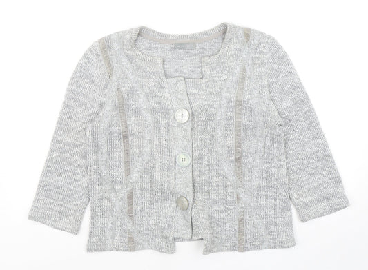 Per Una  Womens Grey Square Neck  Polyester Cardigan Jumper Size M