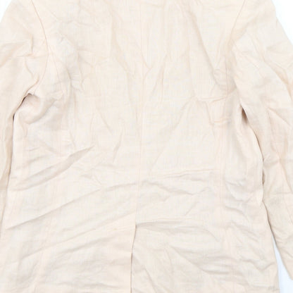 H&M Womens Pink  Linen Jacket Blazer Size 8