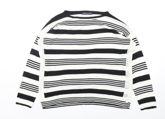 Marks and Spencer Womens Multicoloured Round Neck Striped Acrylic Pullover Jumper Size 14
