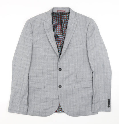 Next Mens Grey Houndstooth Polyester Jacket Suit Jacket