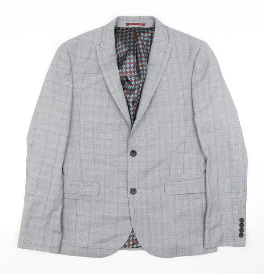 NEXT Mens Grey Houndstooth Polyester Jacket Suit Jacket