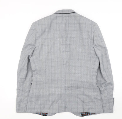 Next Mens Grey Houndstooth Polyester Jacket Suit Jacket