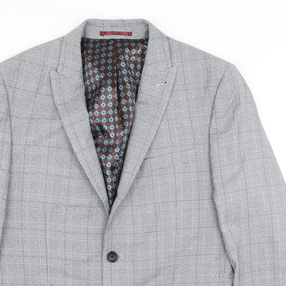 Next Mens Grey Houndstooth Polyester Jacket Suit Jacket