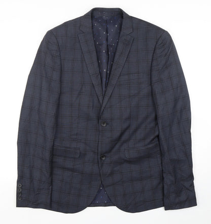 Next Mens Blue Check Polyester Jacket Suit Jacket
