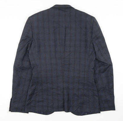 Next Mens Blue Check Polyester Jacket Suit Jacket