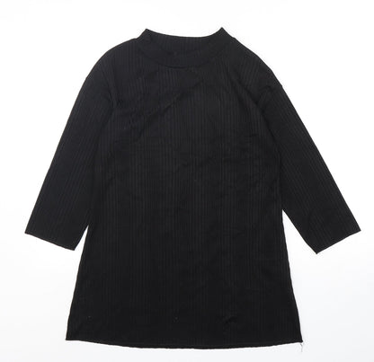 Preloved Papaya Womens Black Round Neck  Polyester Pullover Jumper Size 10 - Front