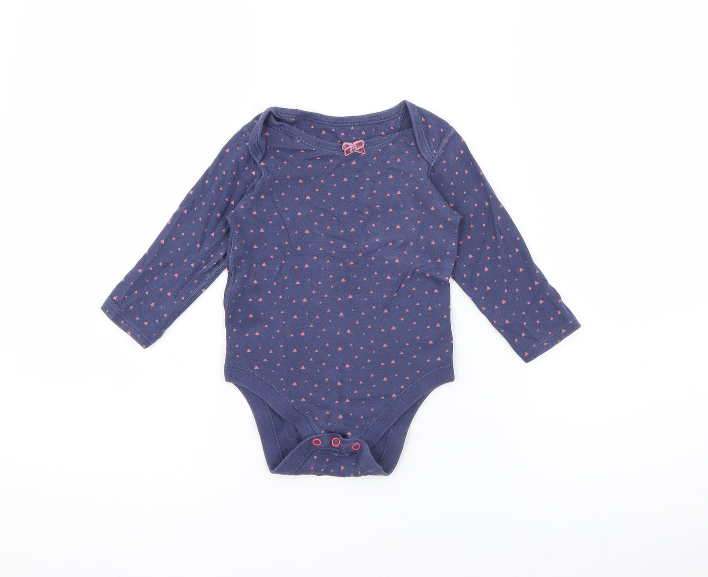 Marks and Spencer Baby Blue Geometric Cotton Pullover T-Shirt Size 12-18 Months Crew Neck Snap