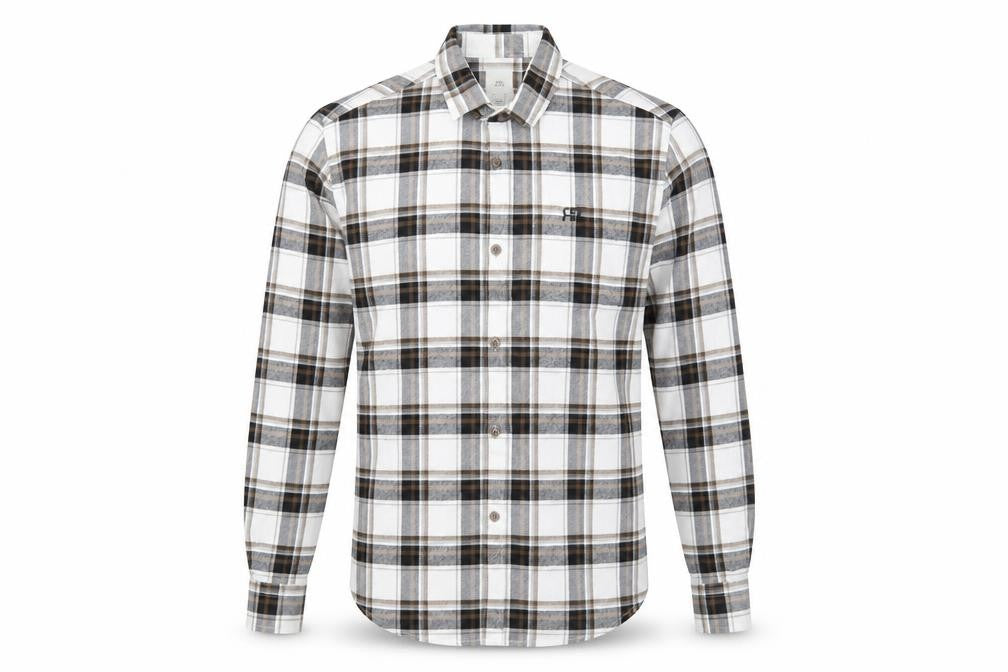 River Island Mens Brown Plaid Cotton  Button-Up Size S Collared Button